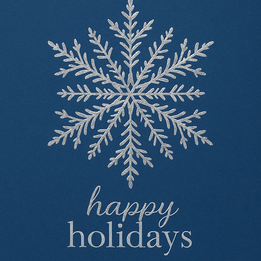 Blue and Silver Holiday Card with a Snowflake Design