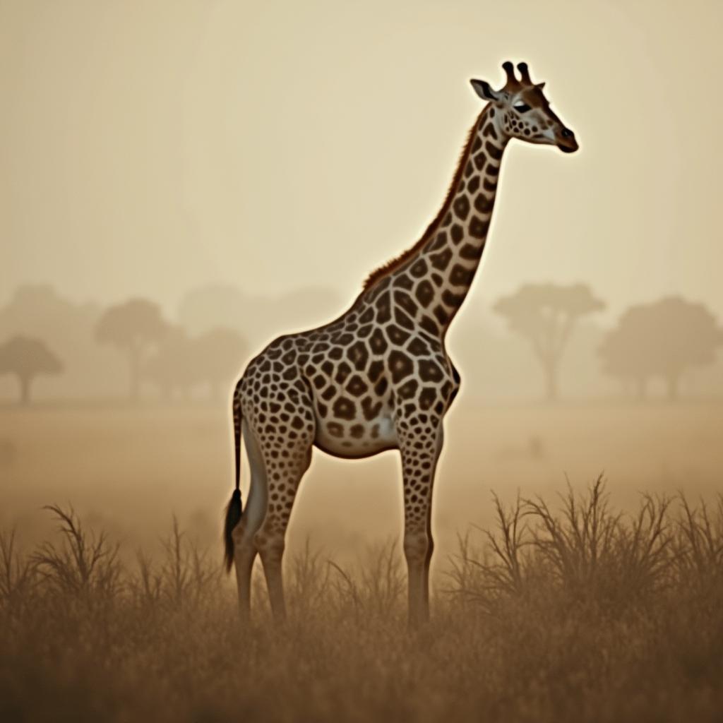 Grainy Giraffe in Muted Savanna Dust