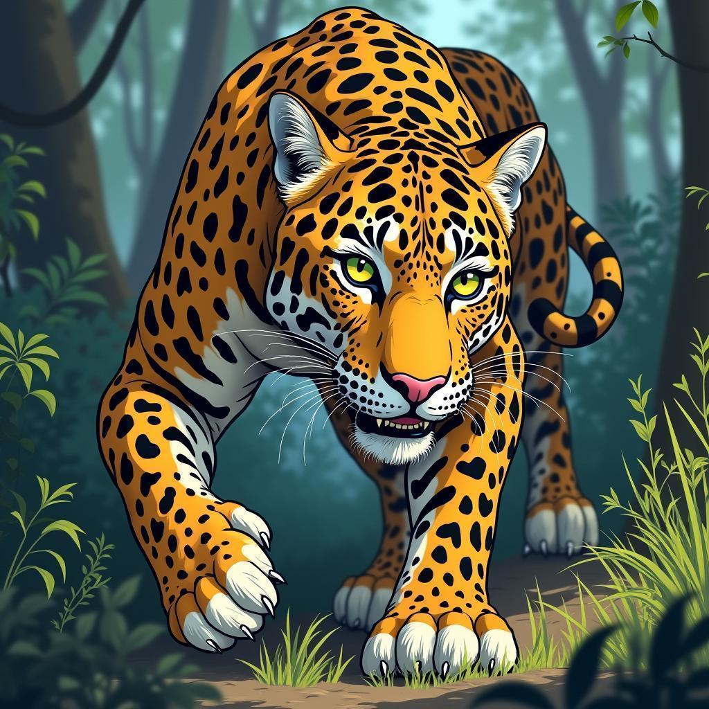 Scarred Manga Leopard Stalking Glowing Eyed Prey