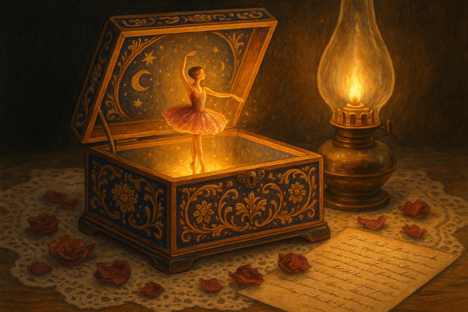 Breathtaking Depiction of an Ornate Wooden Music Box