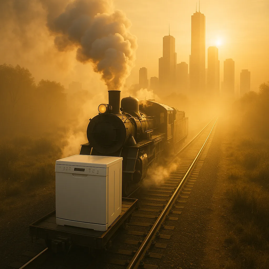 Steam Locomotive and Dishwasher