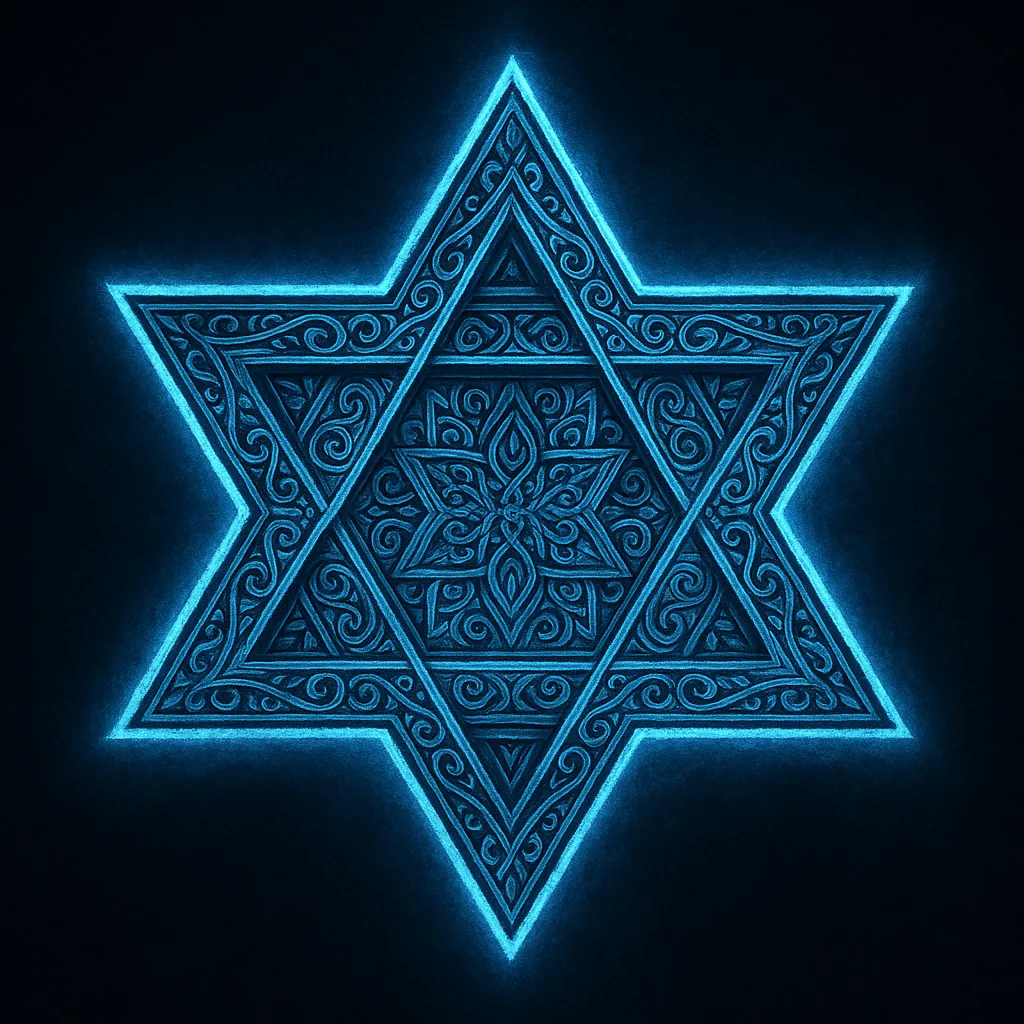Symbol in the Shape of a Hexagram Featuring Detailed Patterns