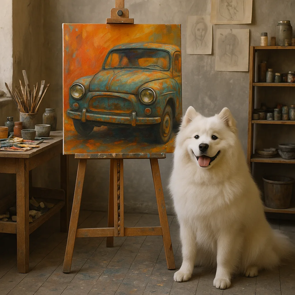 Within a Cluttered But Charming Artist Studio Corner with Easel