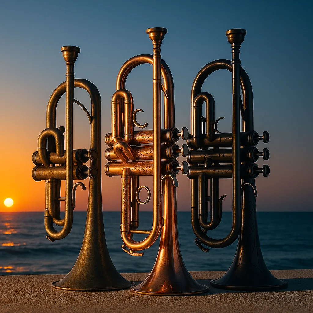 Three Distinct Cornets—the First Displaying a Vintage Oxidized Patina