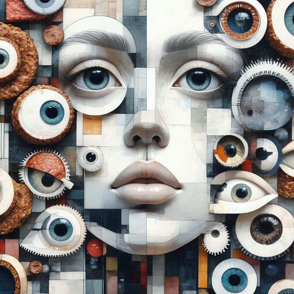 Serene Many Eyed Face With Meat Wheels