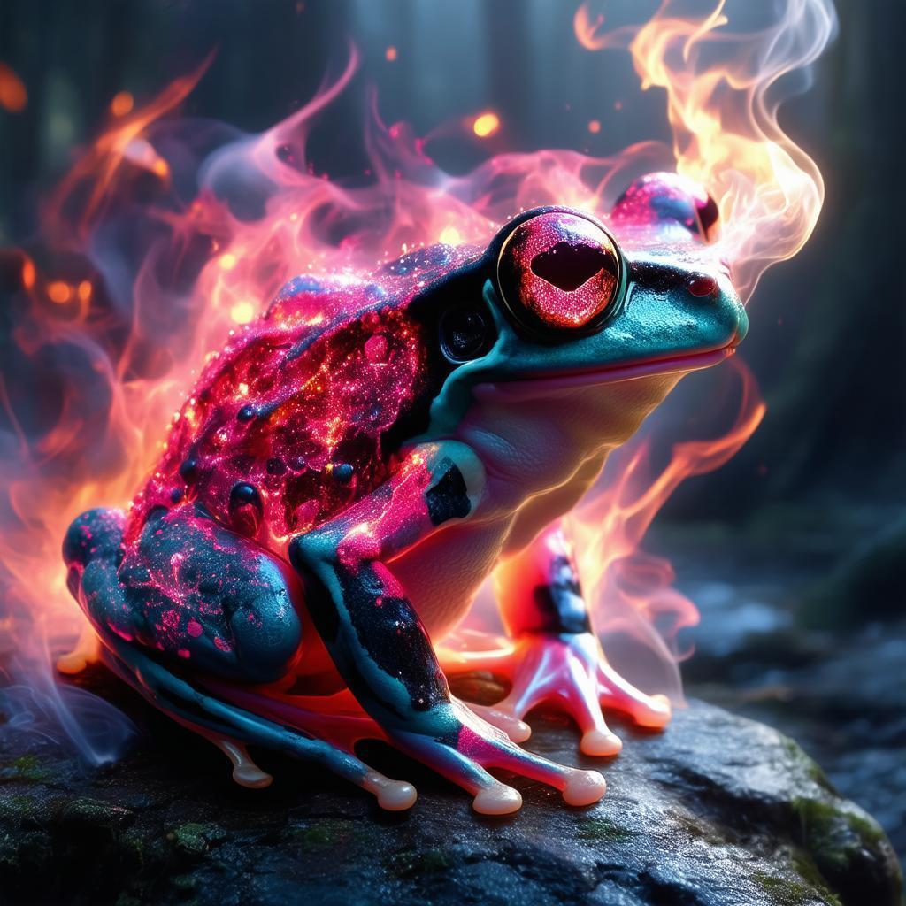 Skull Marked Frog Breathing Ethereal Smoke