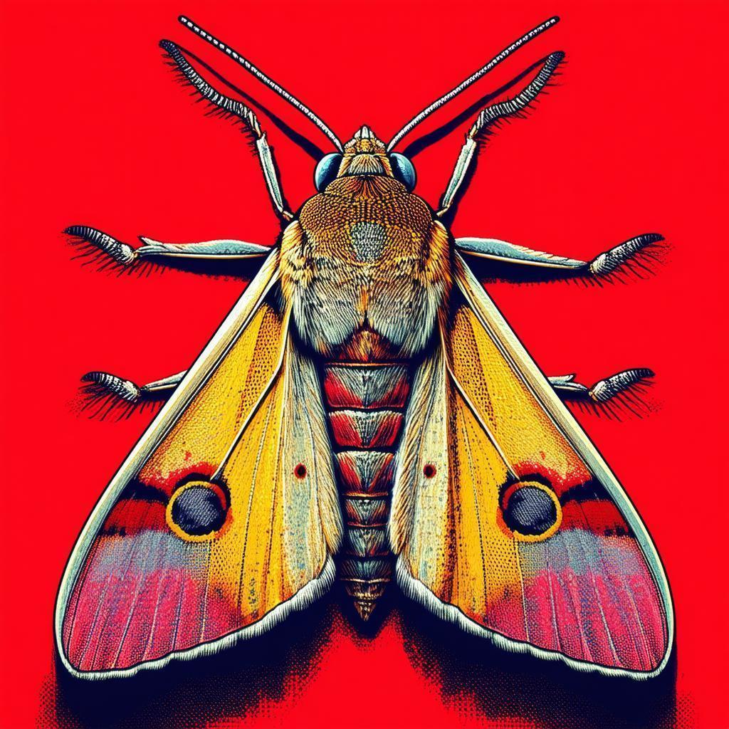 Pop Art Moth on Vibrant Red