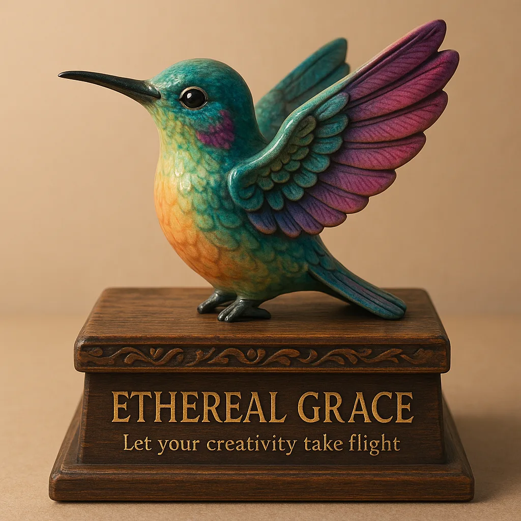 Detailed 3D Rendering of a Single Ceramic Hummingbird Figurine