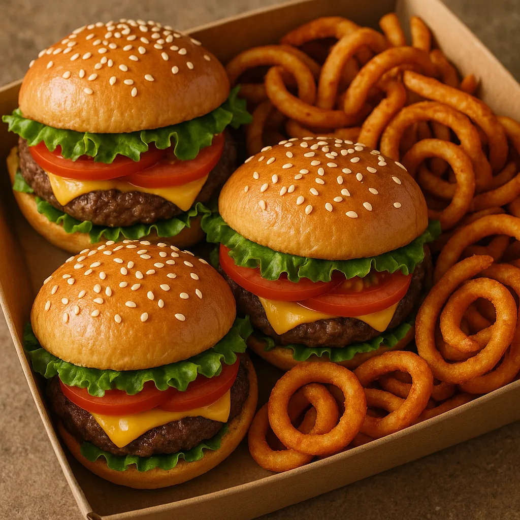 Detailed View of a Cardboard Container Filled with Curly Fries
