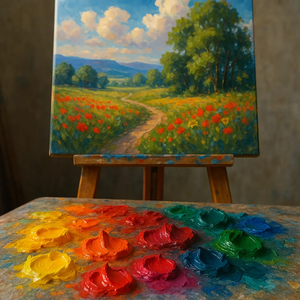 Collection of Vivid Colors on a Palette