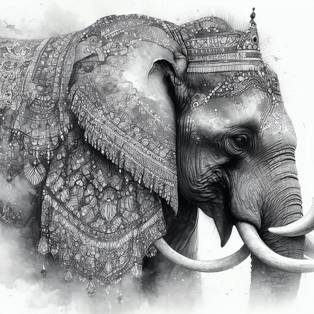 Monochrome Elephant in Mystical Ceremony