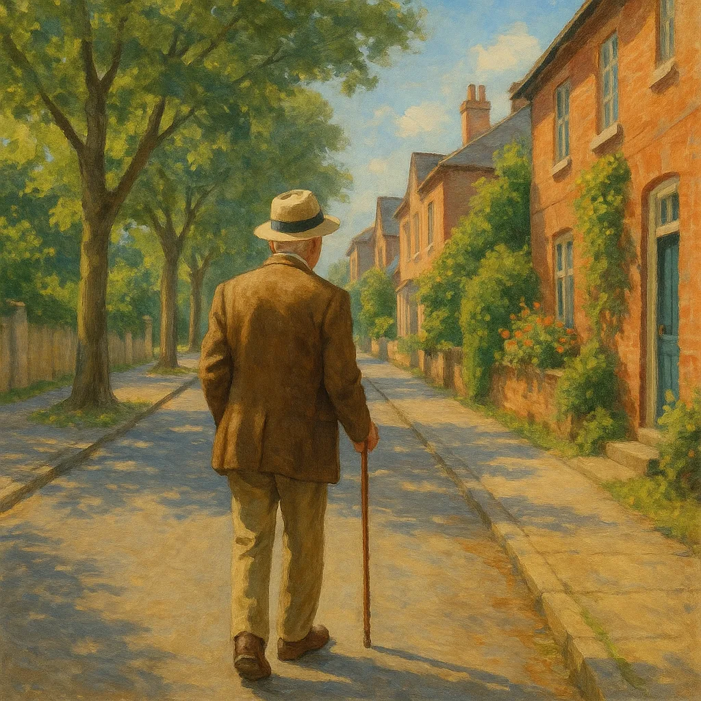 Person Is Casually Walking Down a Calm Street