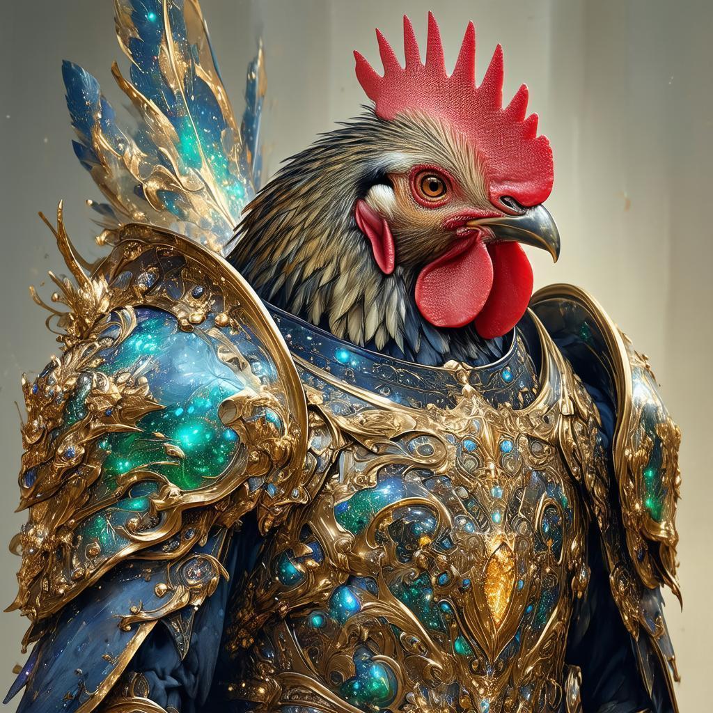 Armored Onagadori Chicken as Galactic Crusader