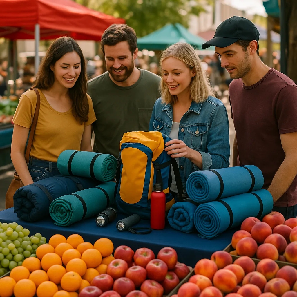 Crowd of Individuals Looking Through Equipment at an Open-air Market