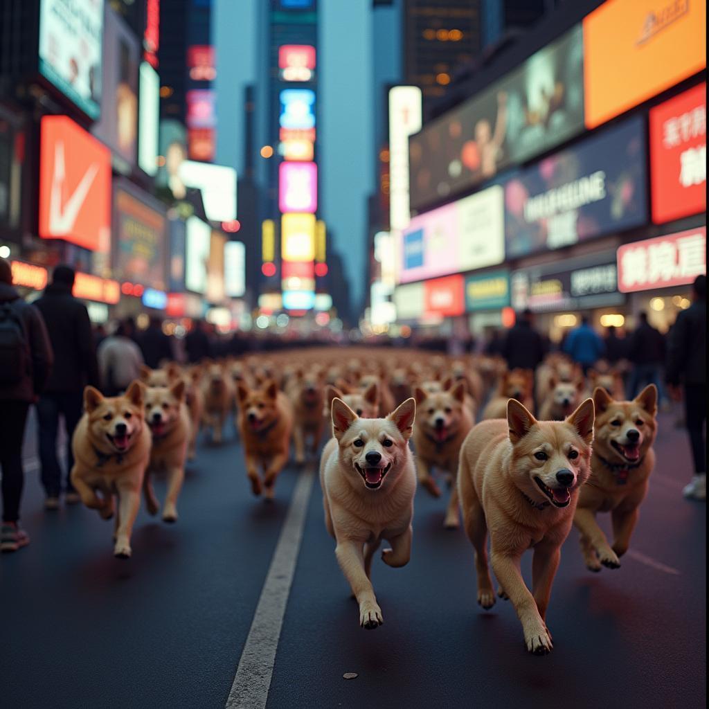 Thousands of Dogs Sprinting Through Times Square