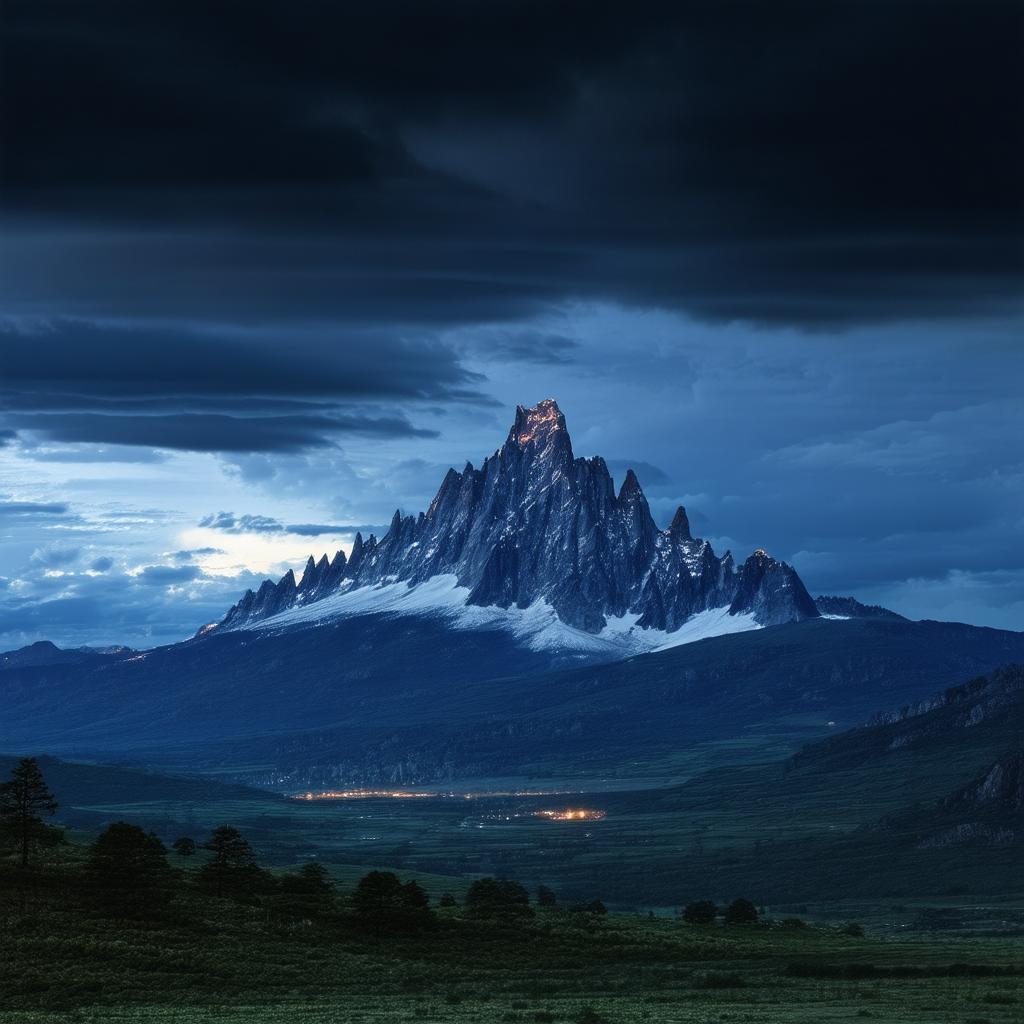 Silicon Mountain Beneath a Black Midnight Sky