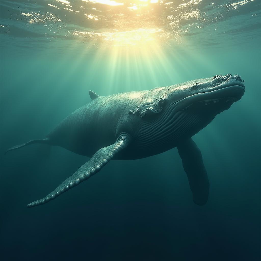 Majestic Whale in Golden Ocean Matte