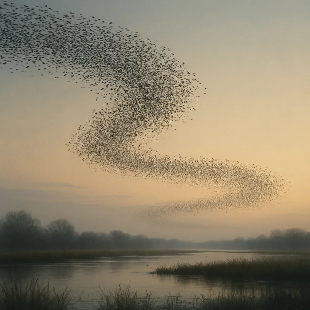 Countless Distant Silhouettes of Migrating Birds Form a Massive