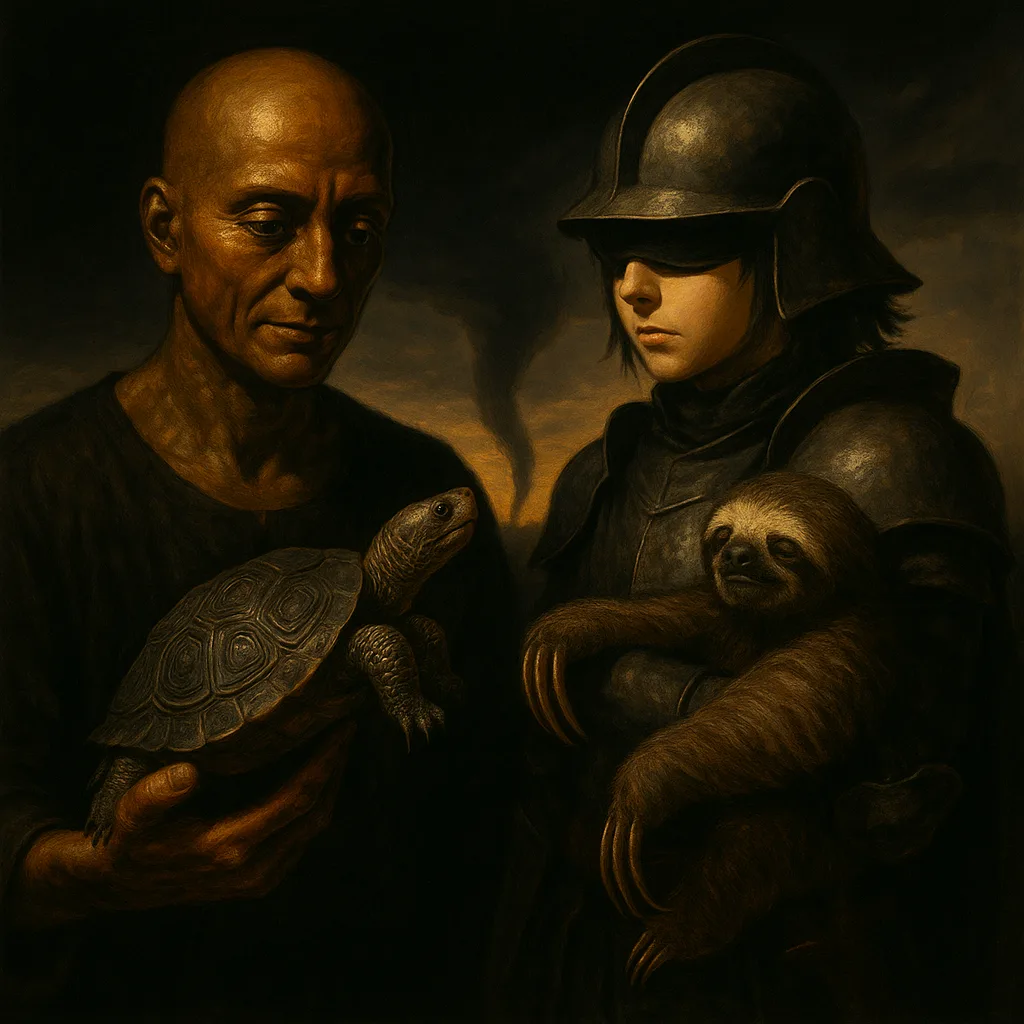 Middle-aged Figure with a Sculptural Bronze-like Form