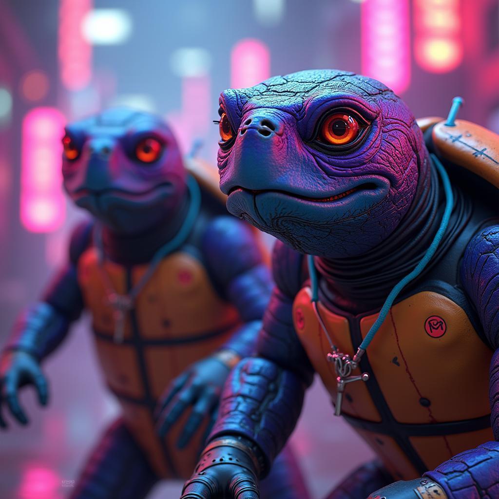 Neonpunk Battle Turtles in Summer Vibrance