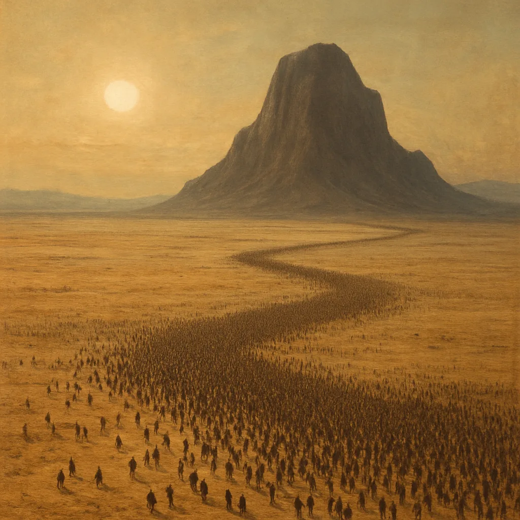 Massive Pilgrimage of Countless Tiny Figures Slowly Snakes its Way