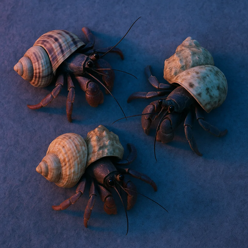 Three Diverse Hermit Crabs