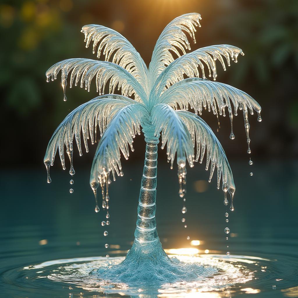 Palm Tree Sculpted From Flowing Water