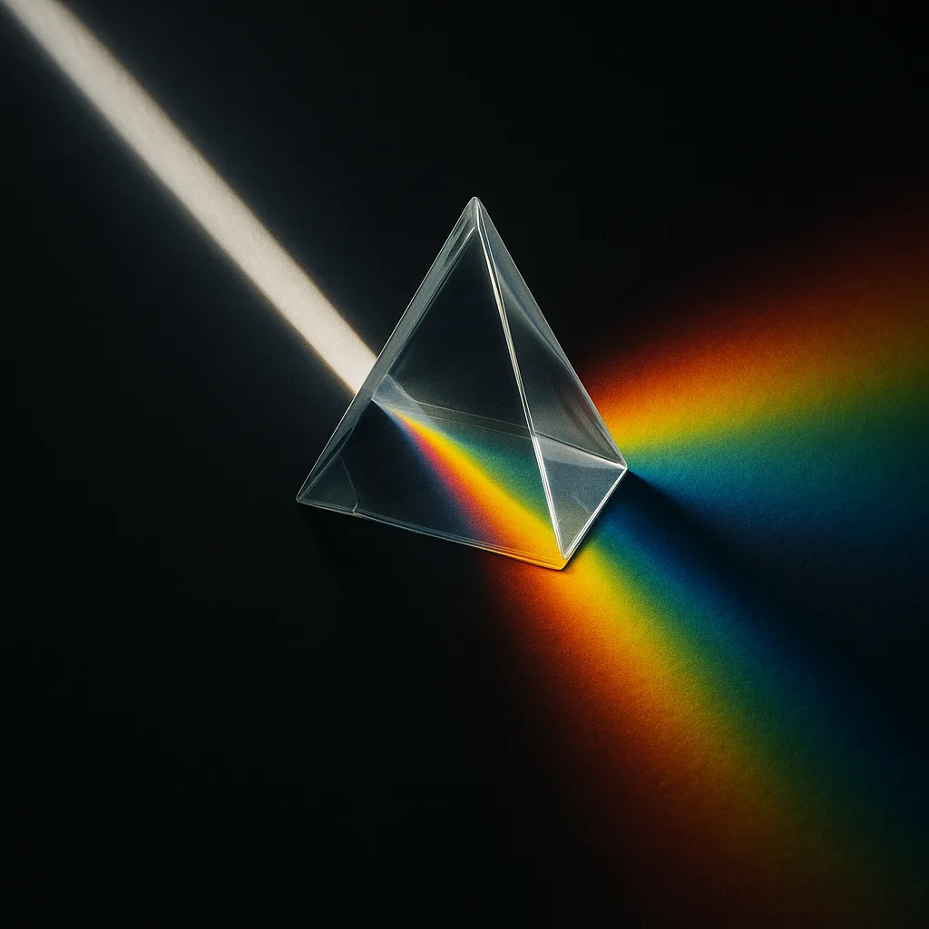 Sunlight Streams into a Triangular Glass Prism