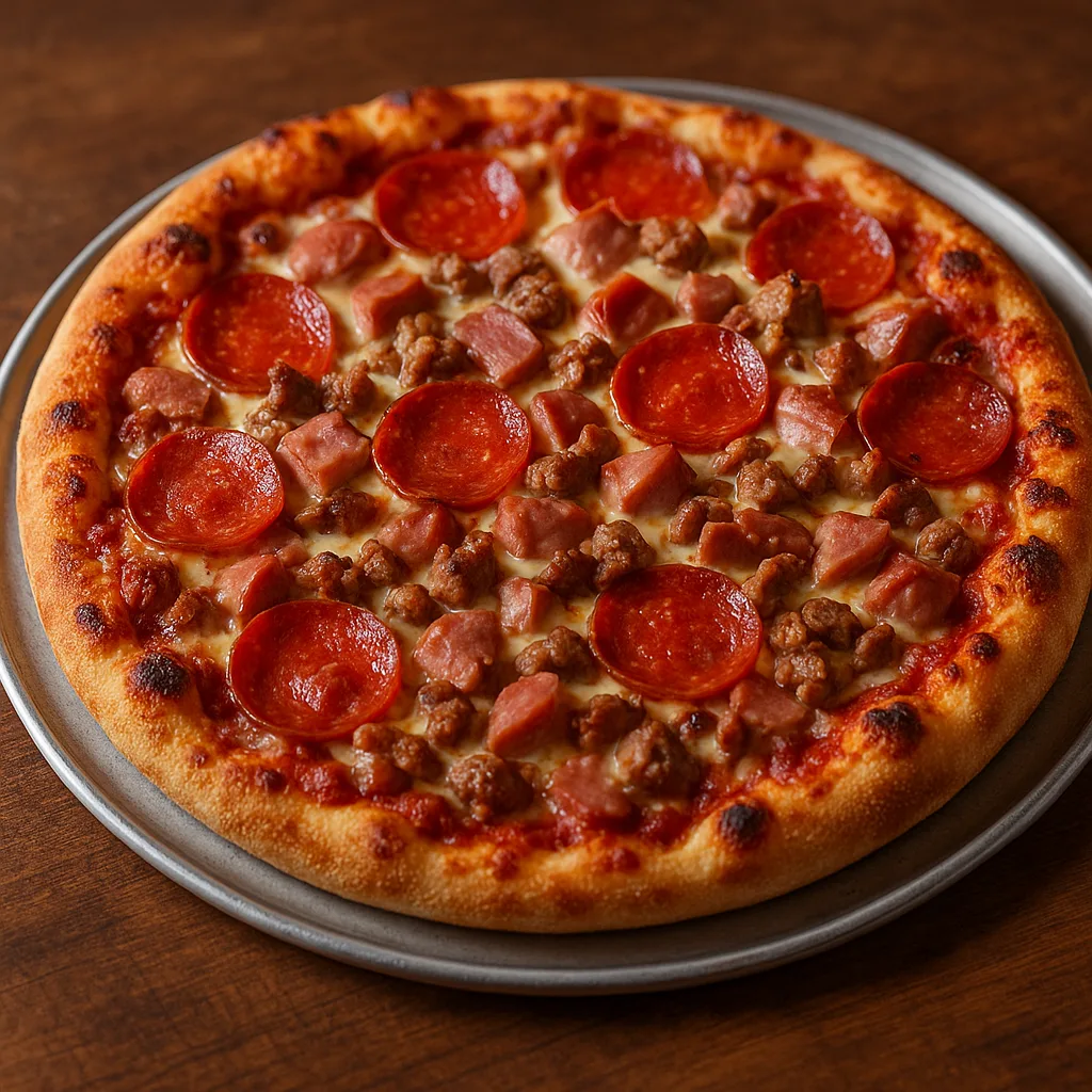 Freshly Baked Pizza Topped with Melted Cheese