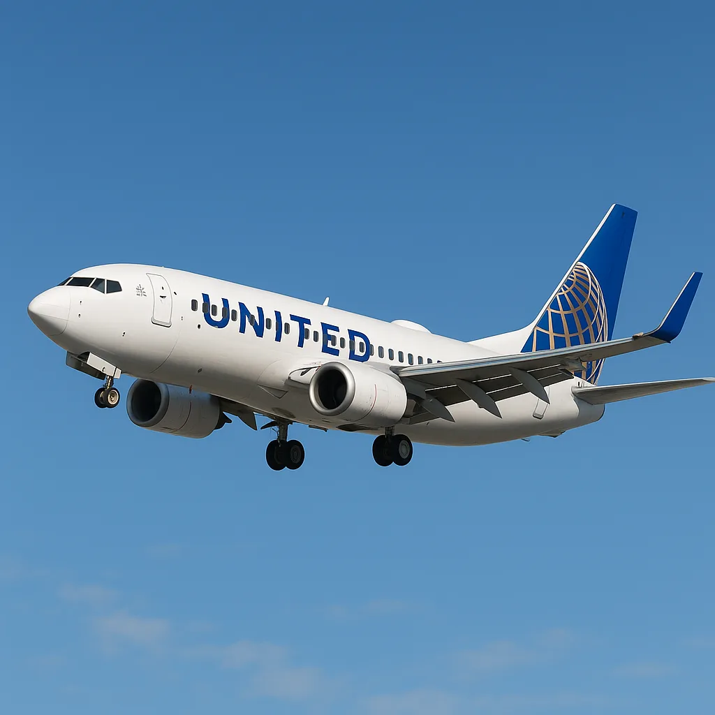 White Commercial Passenger Jet with United Airlines