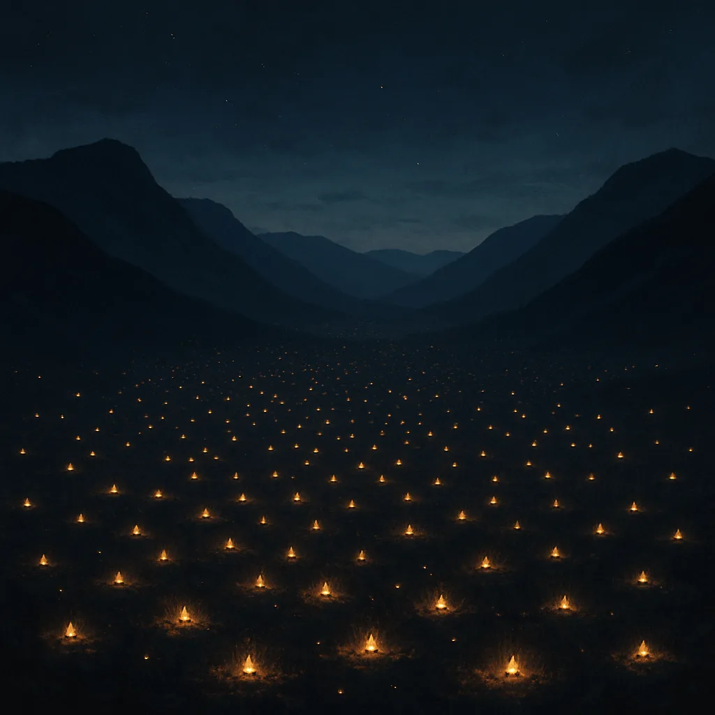Innumerable Distant Campfires Twinkle Like Fallen Stars Across a Vast