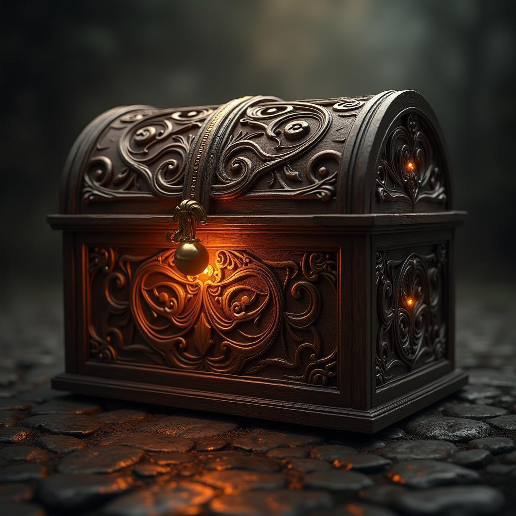 Carved Wooden Chest Glowing From Within