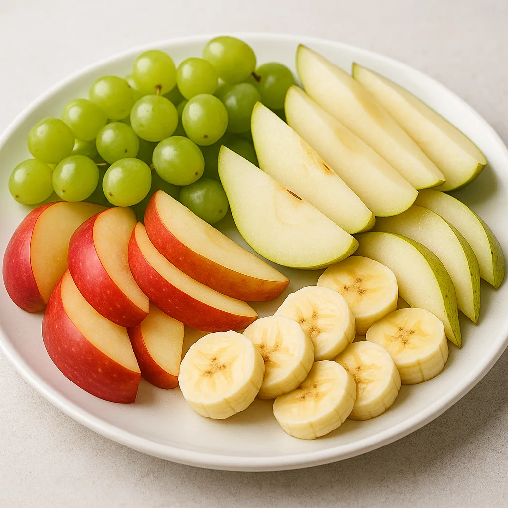 Plate of Mixed Fruits Featuring Sliced Apples