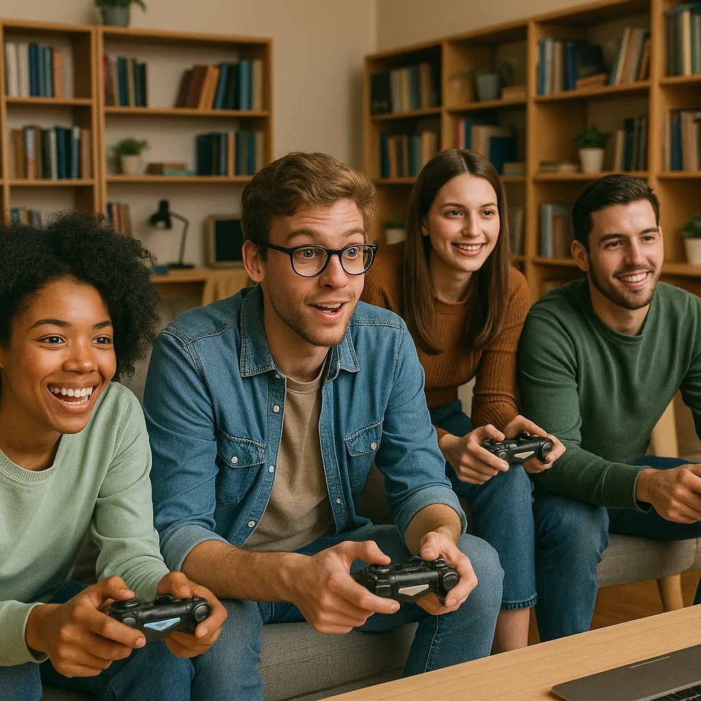 People Are in a Room Playing a Video Game