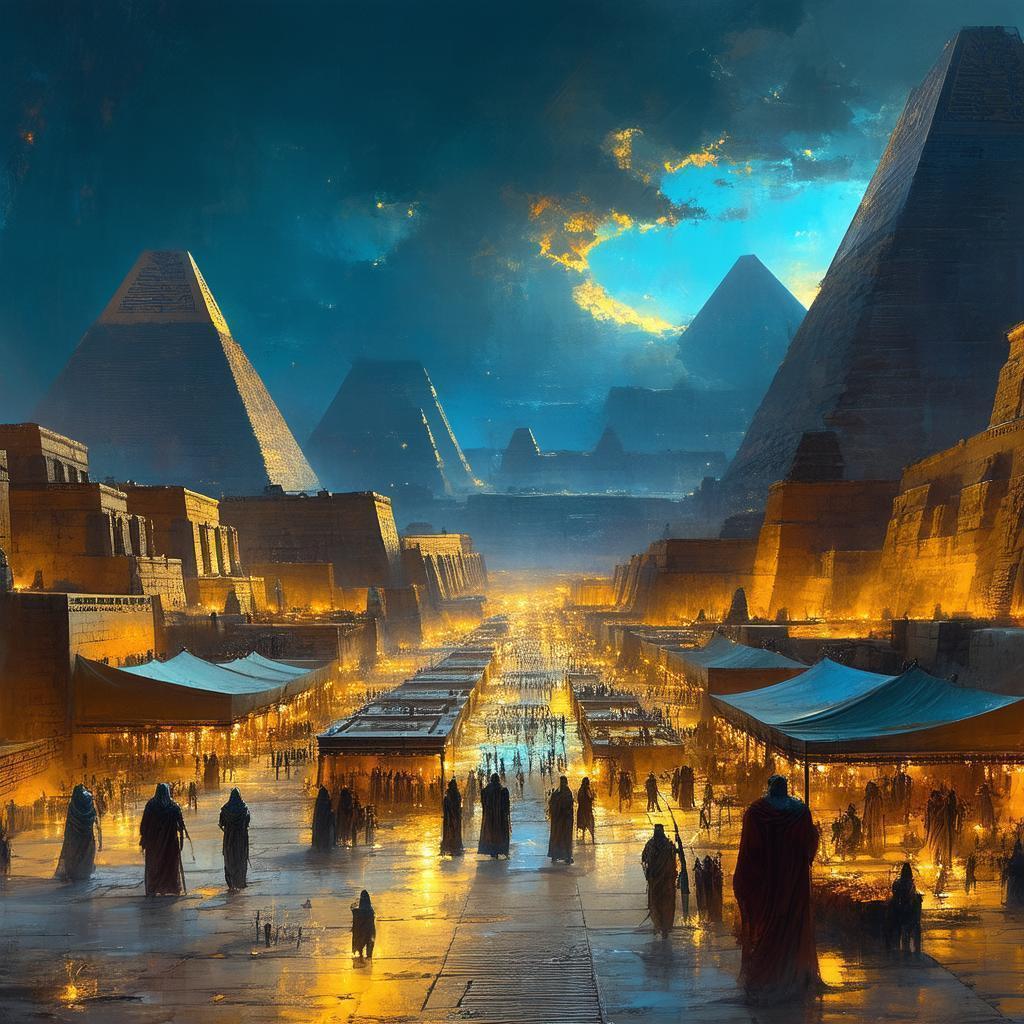 Grainy Bazaar Under Glowing Egyptian Sky