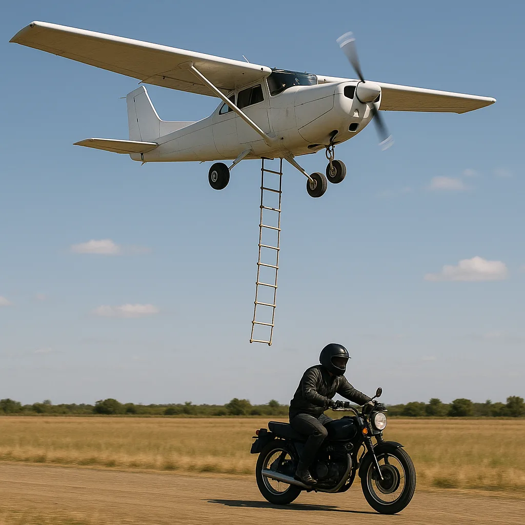 Small White Propeller Plane Is in Mid-air