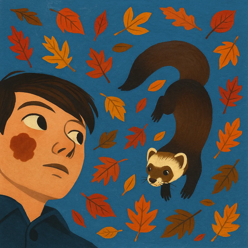 Curious Thinker with Side-swept Bangs and a Distinct Birthmark Gazes
