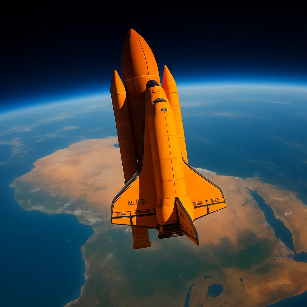 Modified Image Portrays the Space Shuttle Discovery Ascending Smoothly