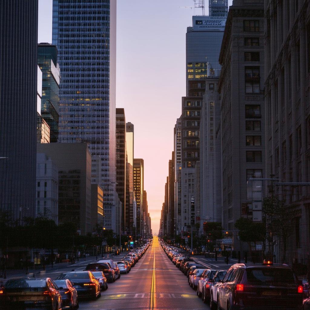 Cinematic Sunrise Over Downtown San Francisco Streets