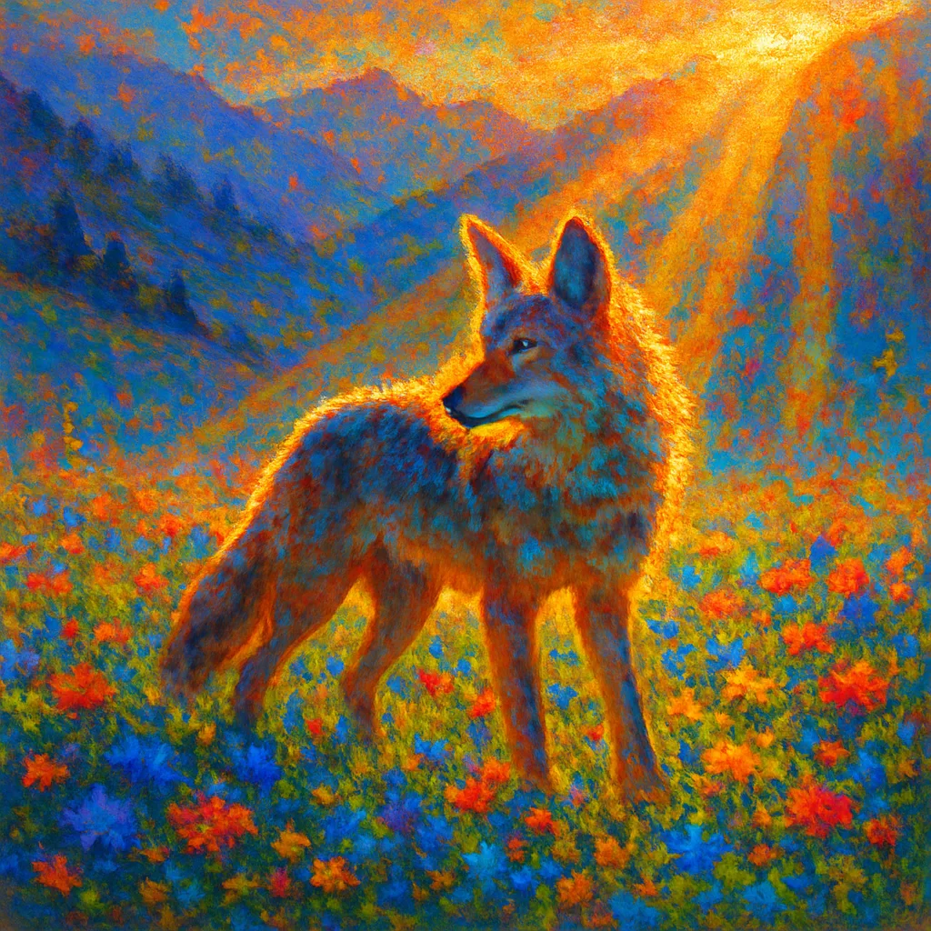 Coyote in an Alpine Wildflower Meadow