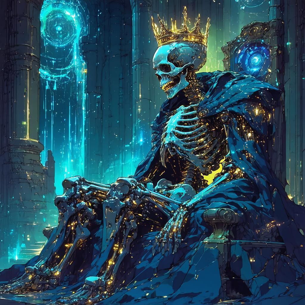 Cyber Skeleton King Resting in Silent Halls