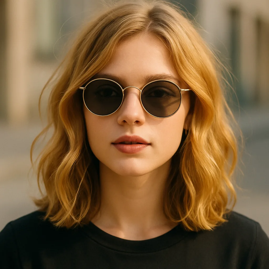 Stylish Girl with Wavy Golden Hair
