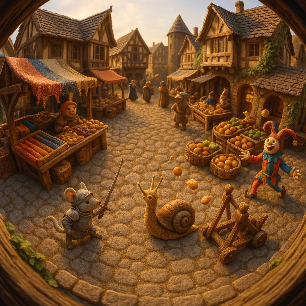 Exquisitely Detailed Miniature Scene of a [medieval Fantasy] Market Square