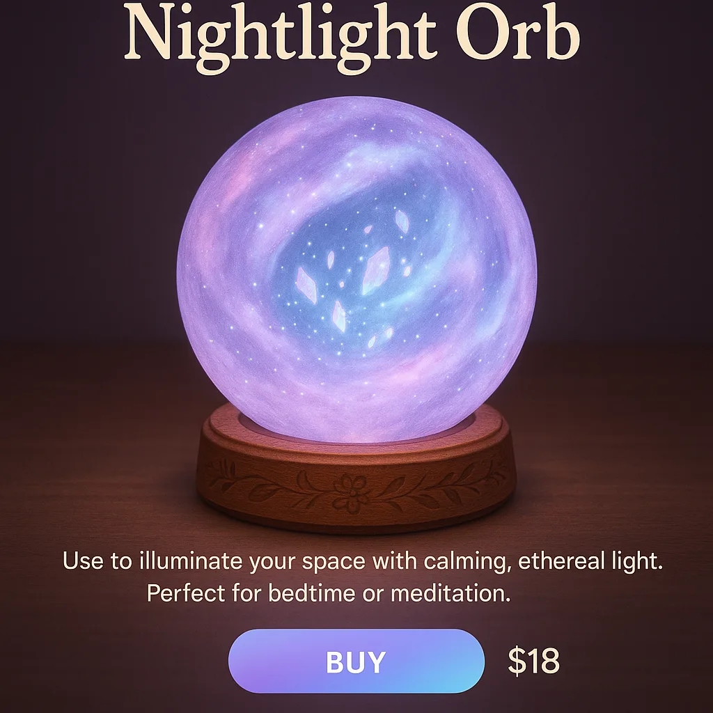 Title (large Text): Glowberry Nightlight Orb A Moon-like Translucent Sphere