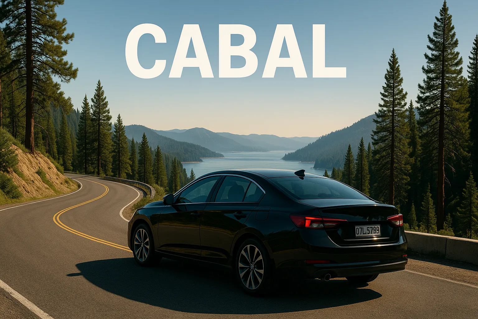 Black Car Parked on a Curving Mountain Road