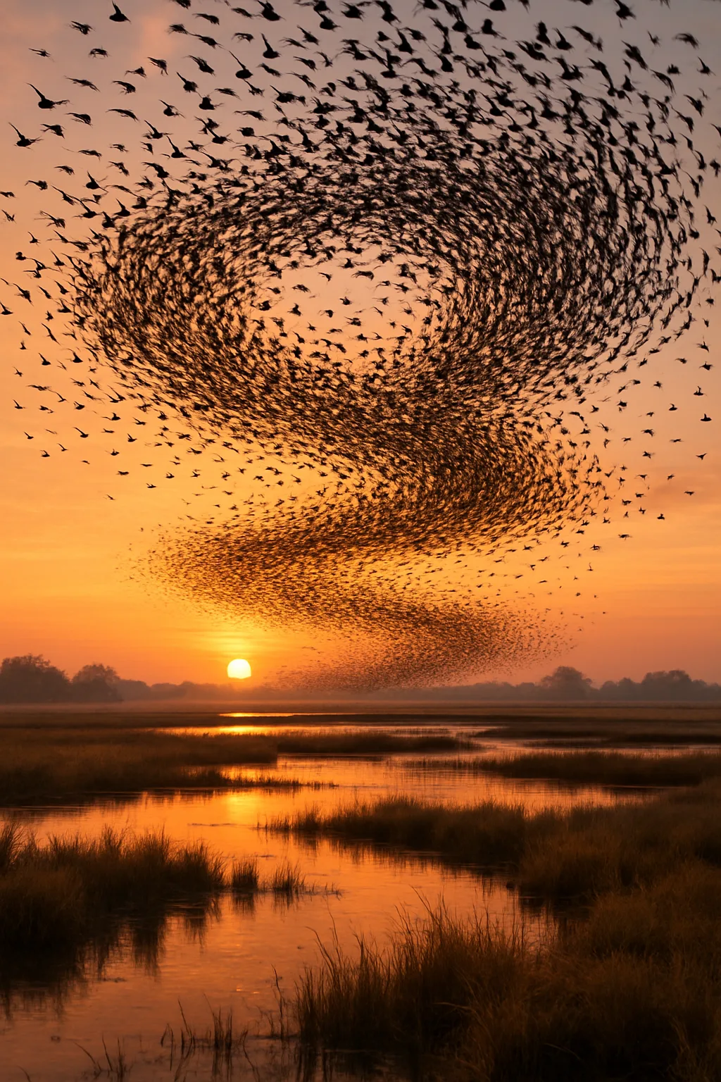 Massive Flock of Countless Birds Takes Flight Simultaneously