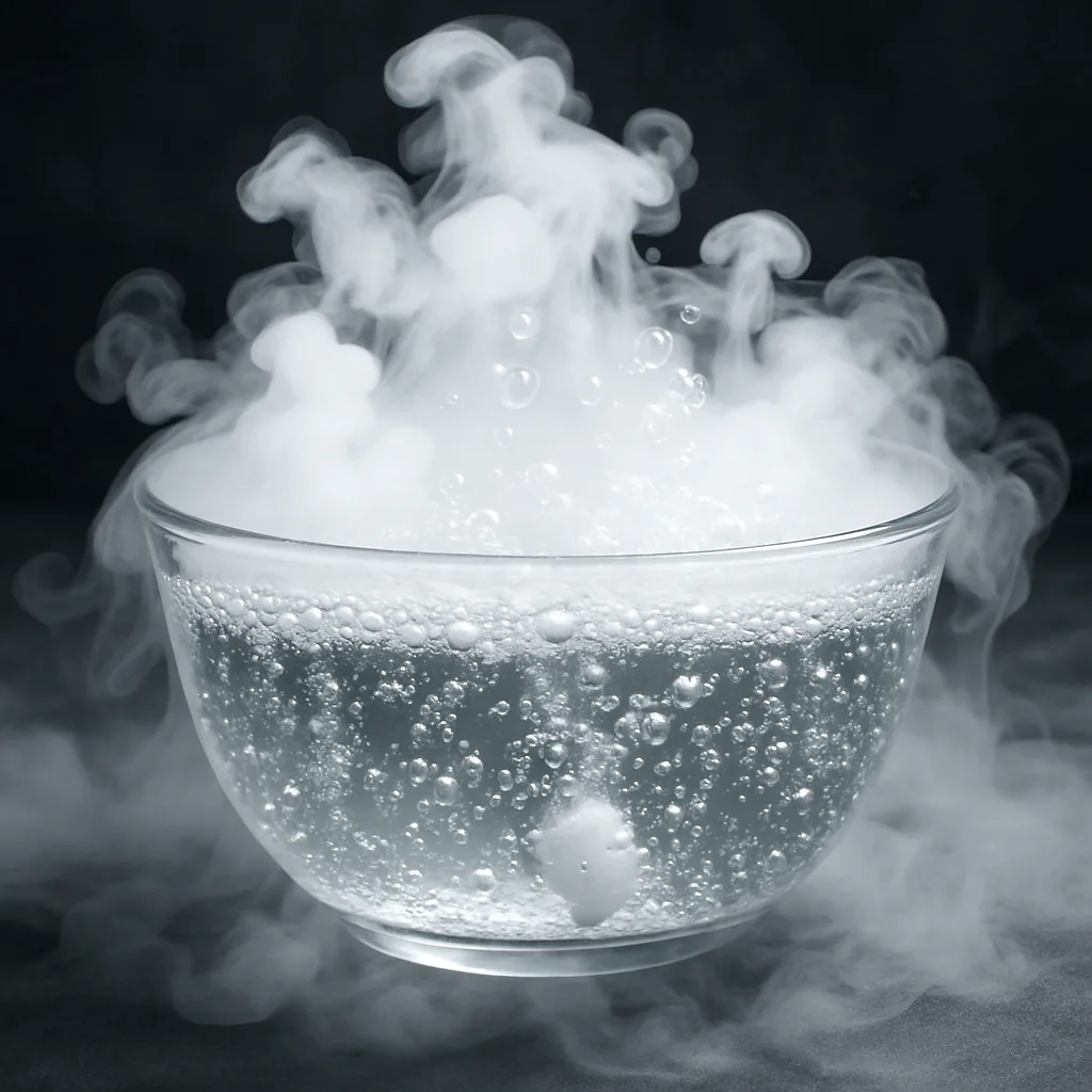 Bowl of Sparkling Water with Dry Ice