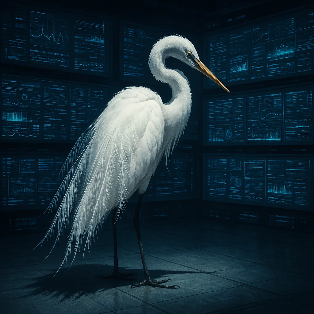 Amidst Banks of Holographic Displays Showing Complex Data Streams