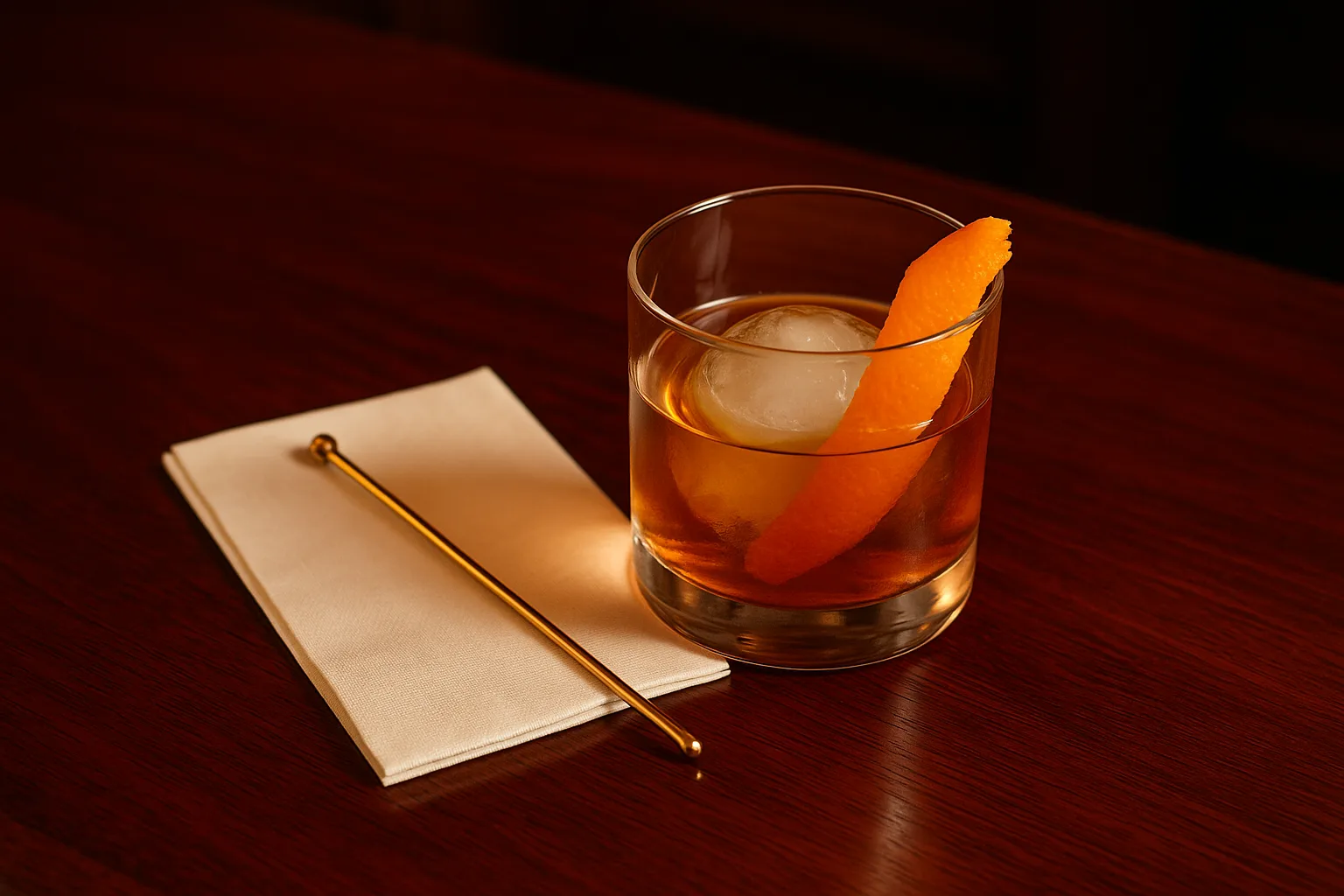 On a Polished Mahogany Bar