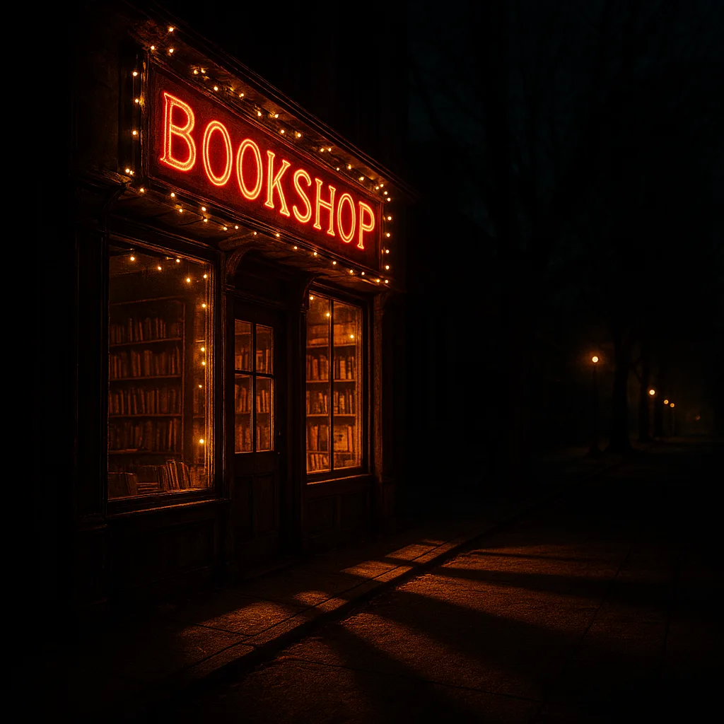 Dramatically Backlit Bookshop